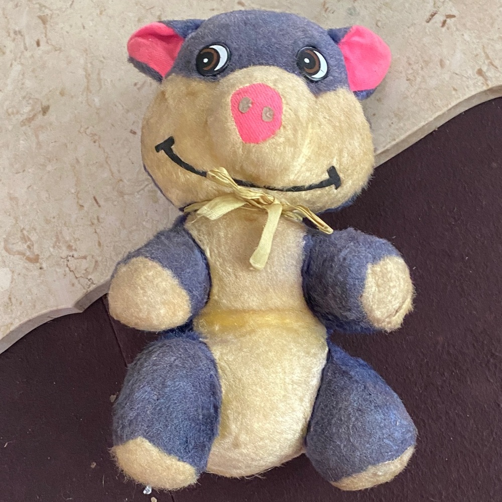 Adorable Plush Bear Toy - Blue and Tan